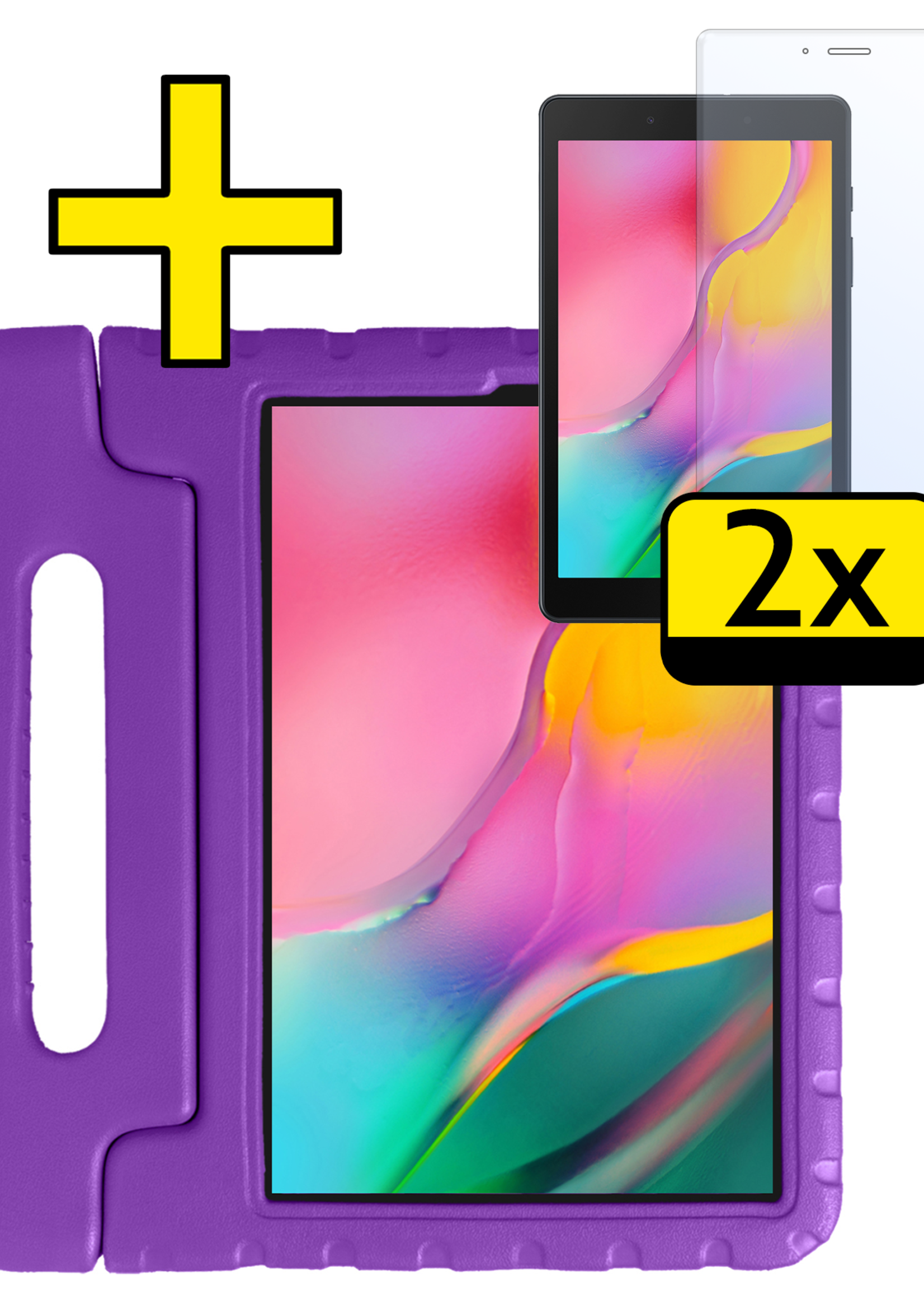 LUQ LUQ Samsung Galaxy Tab A 8.0 2019 (SM-T290 / SM-T295) Kinderhoes Met 2x Screenprotector - Paars