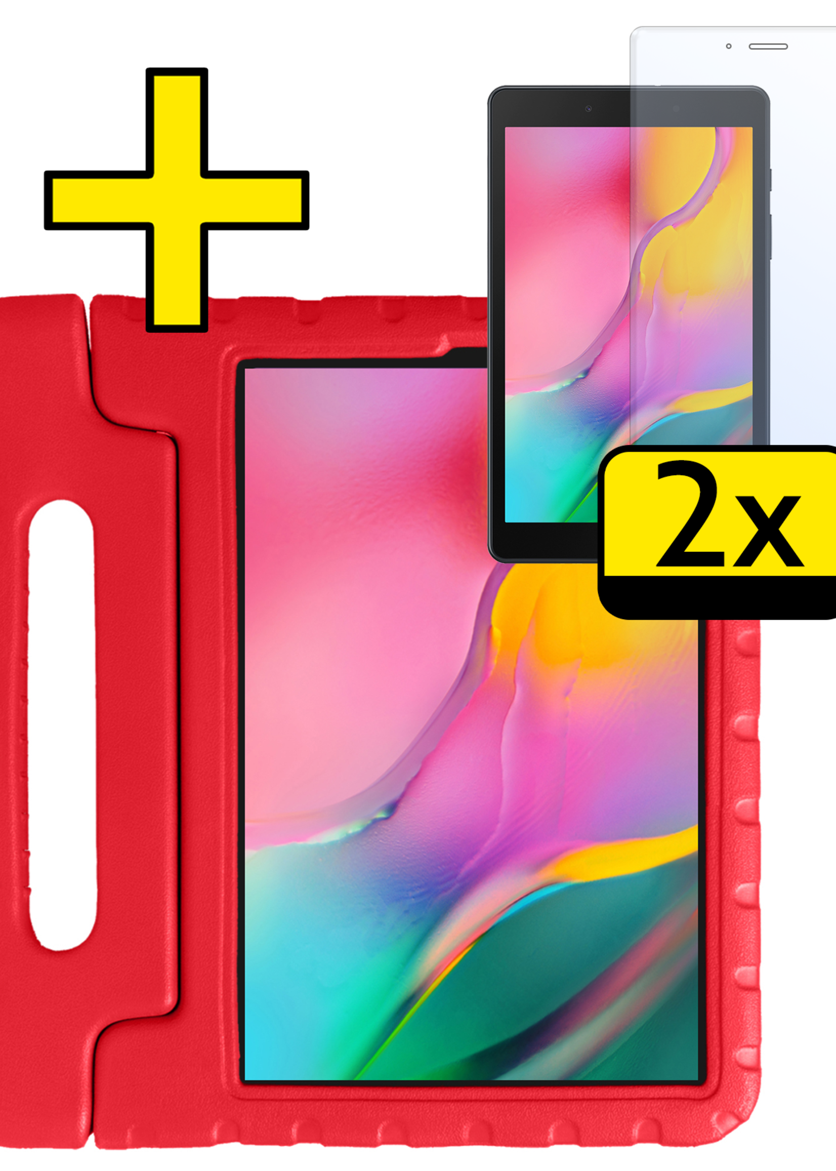 LUQ LUQ Samsung Galaxy Tab A 8.0 2019 (SM-T290 / SM-T295) Kinderhoes Met 2x Screenprotector - Rood