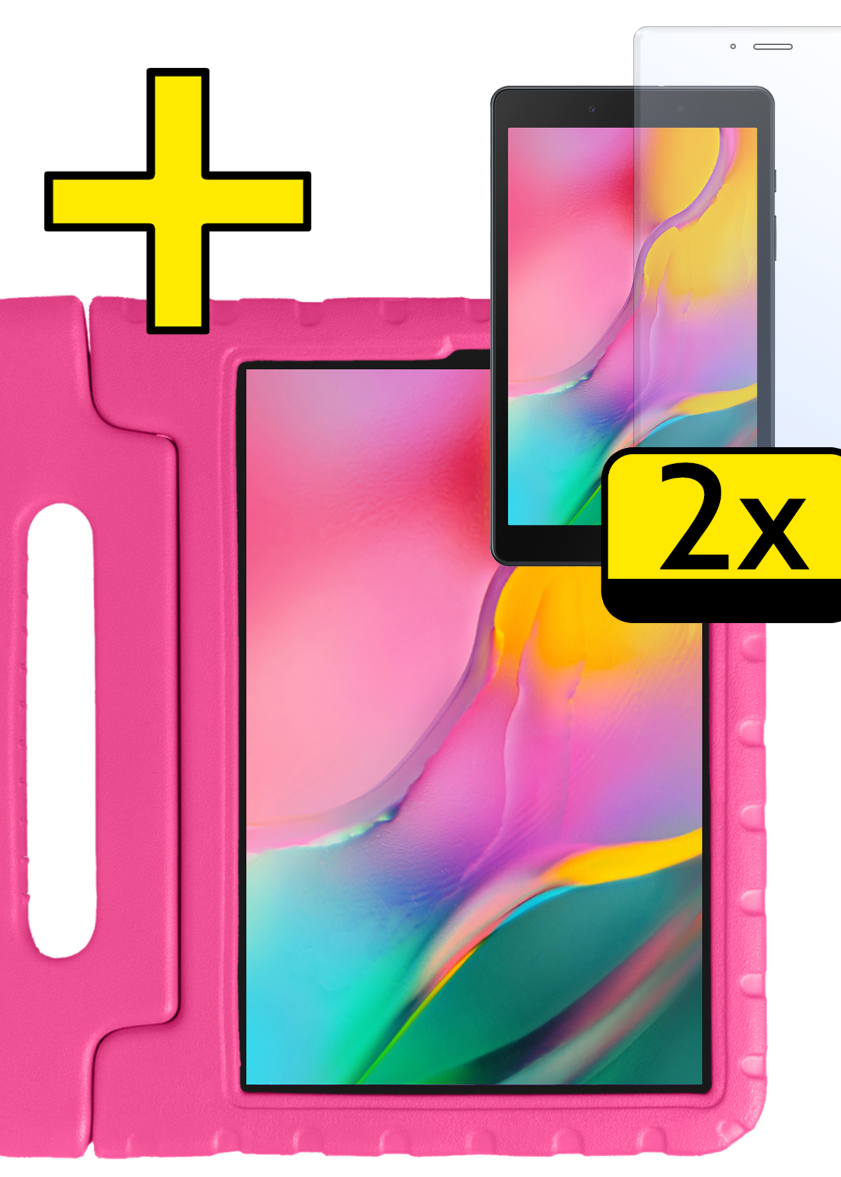 LUQ LUQ Samsung Galaxy Tab A 8.0 2019 (SM-T290 / SM-T295) Kinderhoes Met 2x Screenprotector - Roze