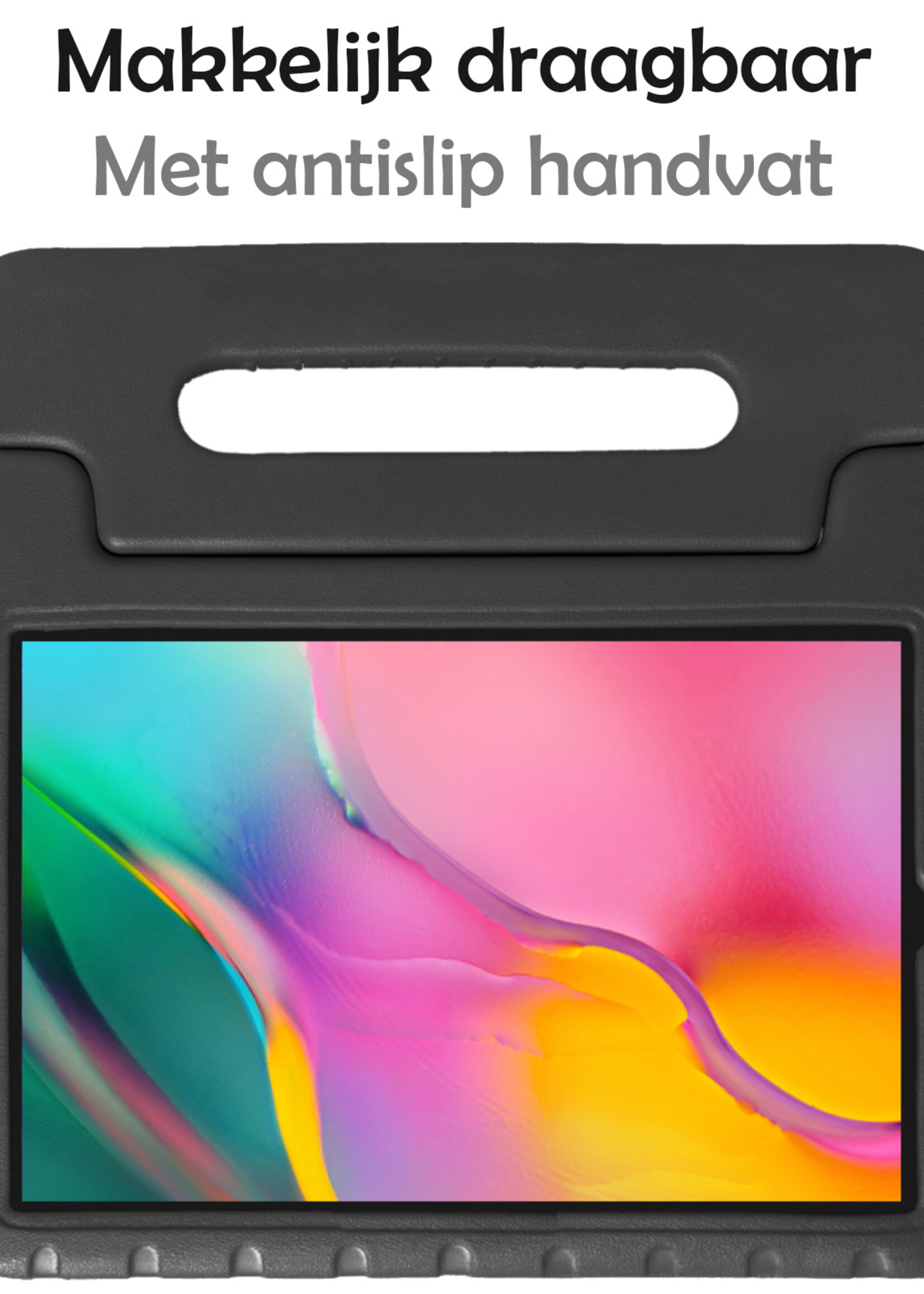 LUQ LUQ Samsung Galaxy Tab A 8.0 2019 (SM-T290 / SM-T295) Kinderhoes Met 2x Screenprotector - Zwart