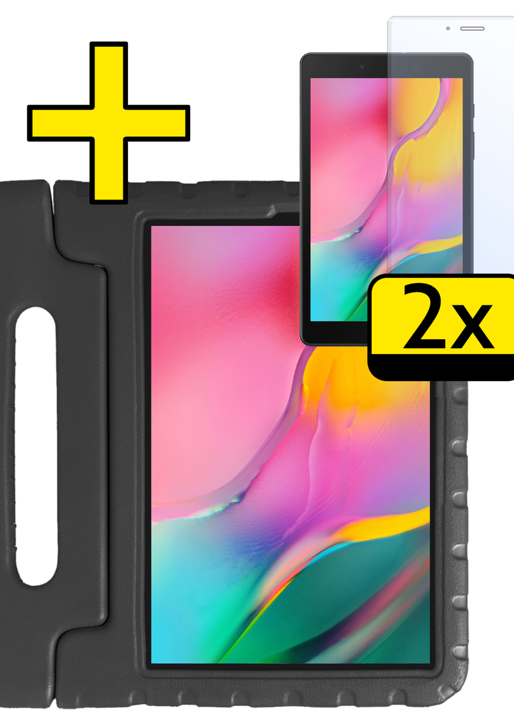 LUQ LUQ Samsung Galaxy Tab A 8.0 2019 (SM-T290 / SM-T295) Kinderhoes Met 2x Screenprotector - Zwart