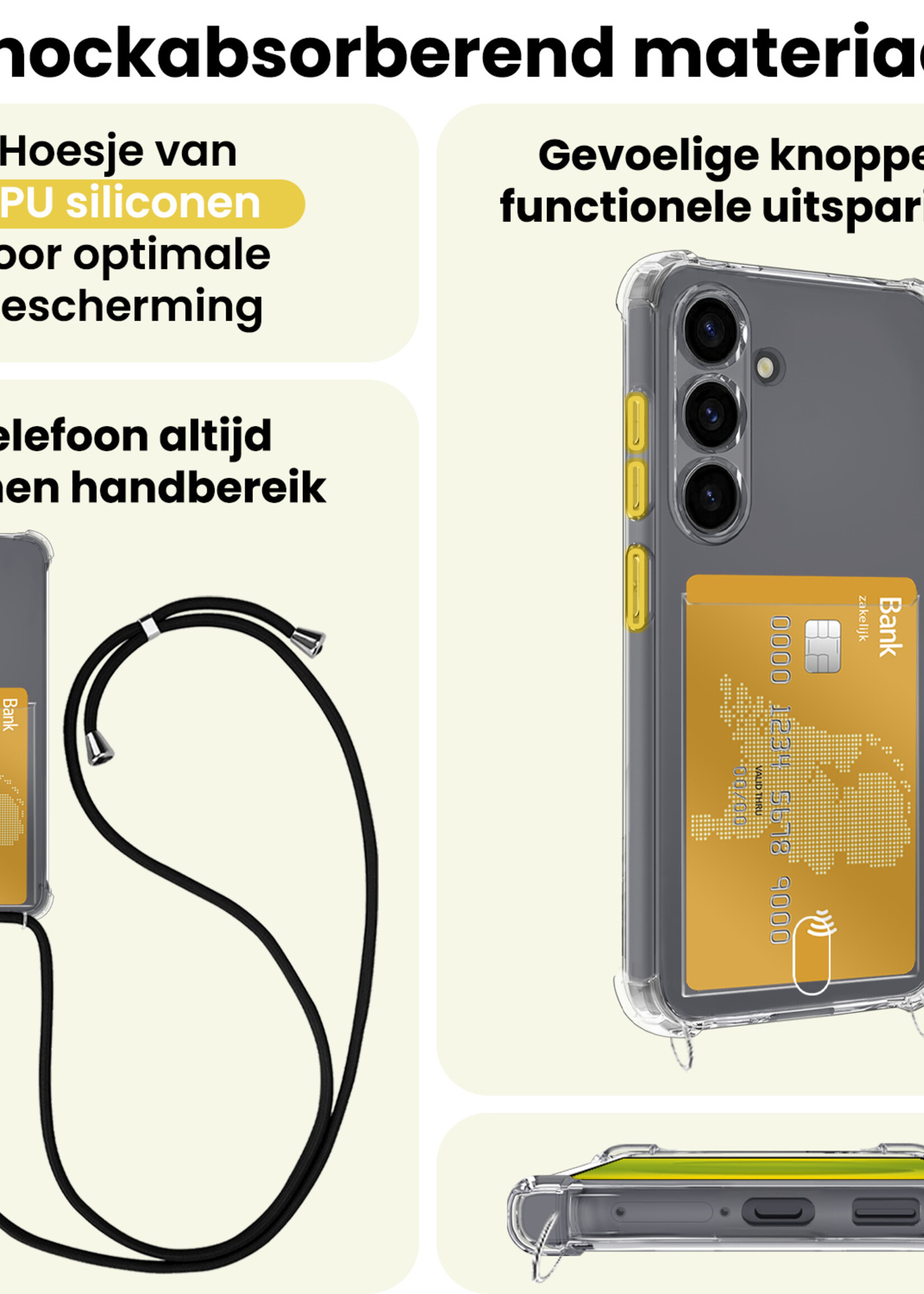 LUQ LUQ Samsung Galaxy S25 Hoesje Pashouder met Koord