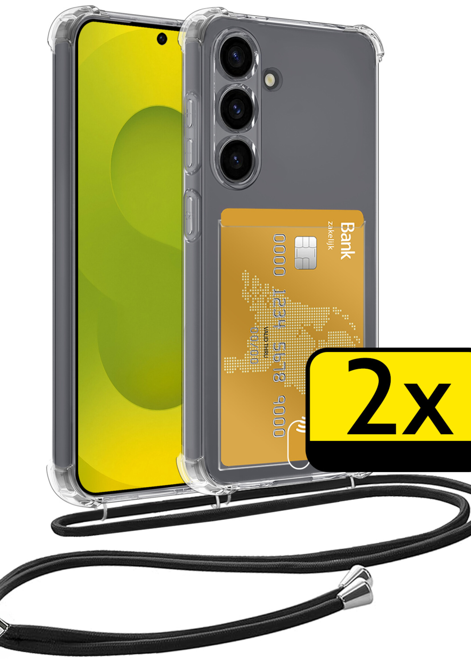 LUQ LUQ Samsung Galaxy S25 Hoesje Pashouder met Koord - 2 PACK