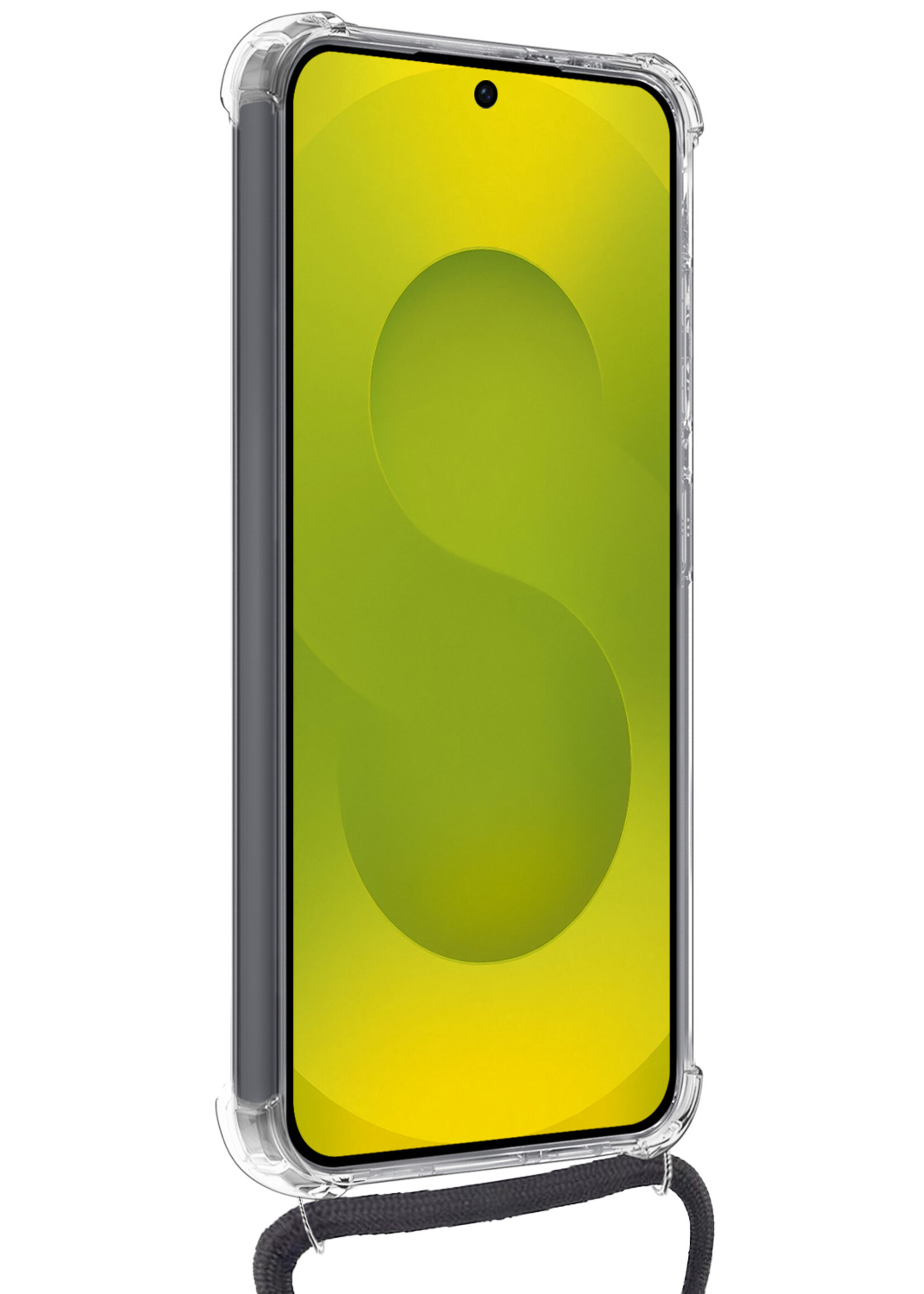 LUQ LUQ Samsung Galaxy S25 Hoesje Pashouder met Koord Met 2x Screenprotector