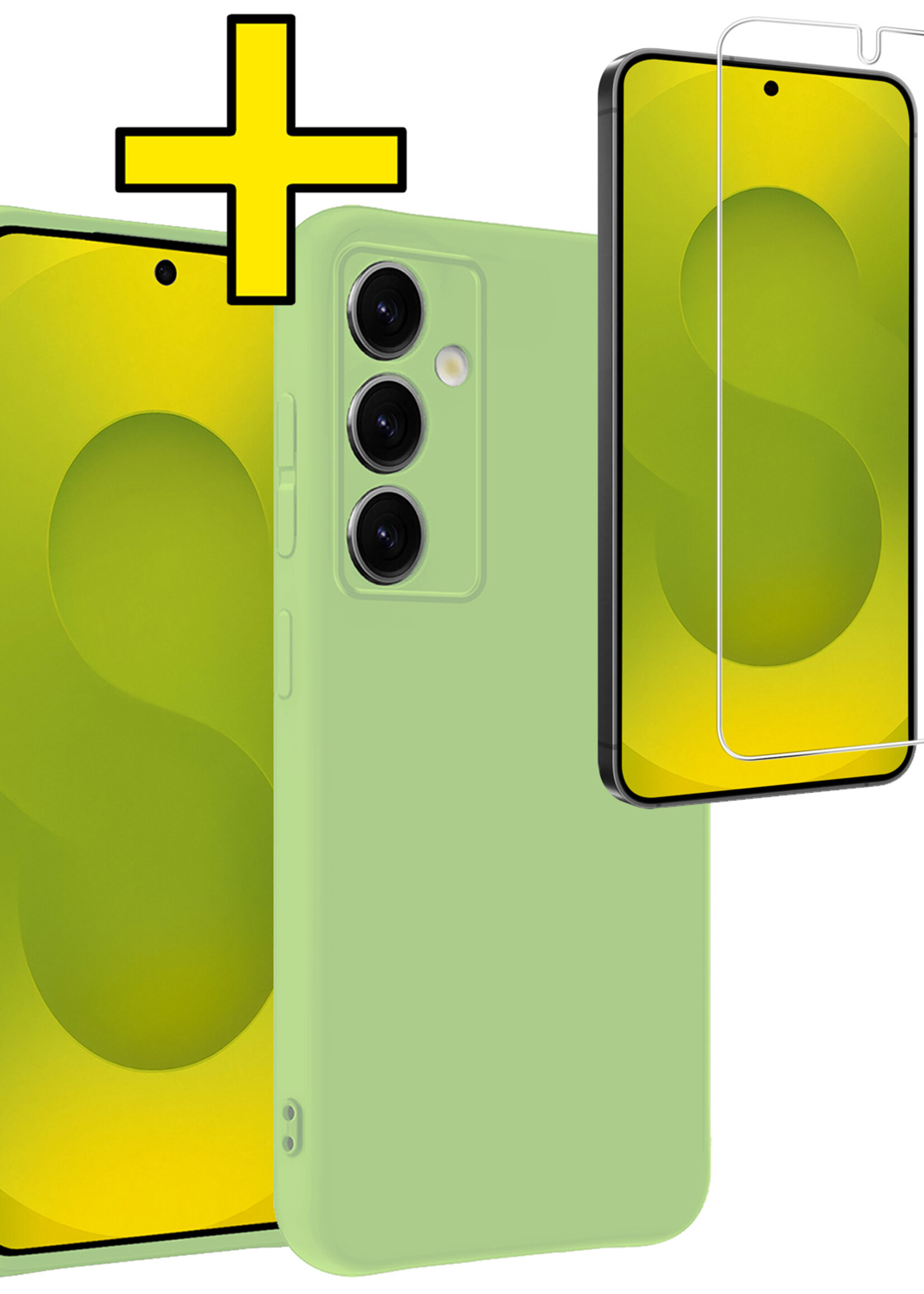 LUQ LUQ Samsung Galaxy S25 Hoesje Siliconen Met Screenprotector - Groen