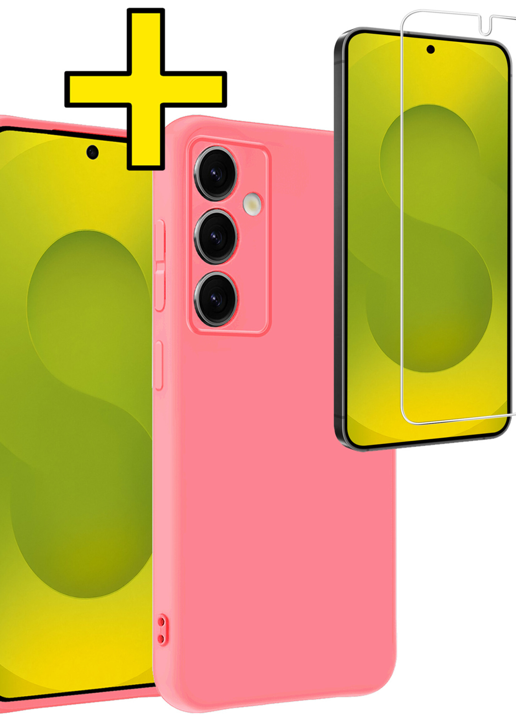 LUQ LUQ Samsung Galaxy S25 Hoesje Siliconen Met Screenprotector - Lichtroze