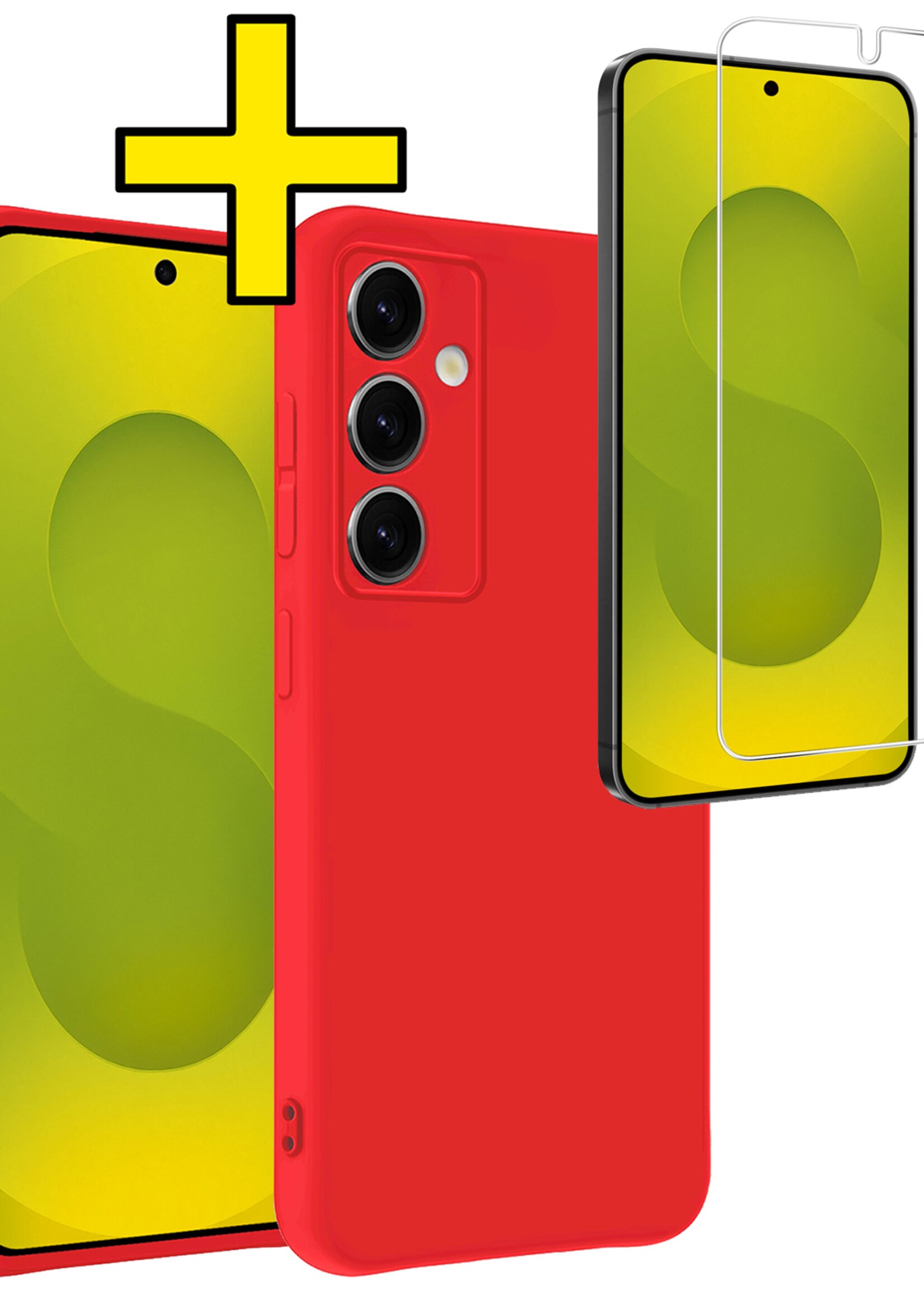 LUQ LUQ Samsung Galaxy S25 Hoesje Siliconen Met Screenprotector - Rood