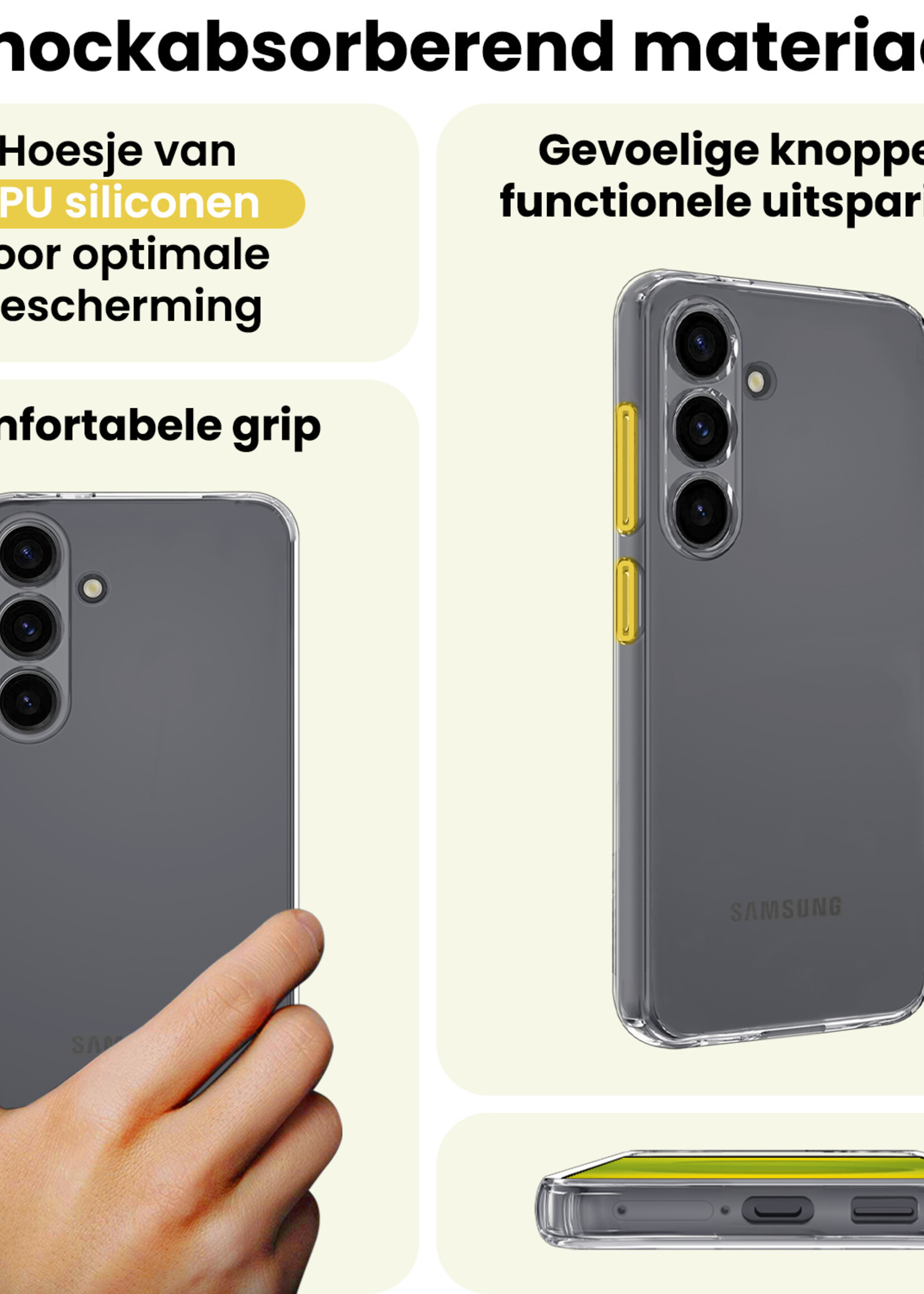 LUQ LUQ Samsung Galaxy S25 Hoesje Siliconen Met Screenprotector - Transparant