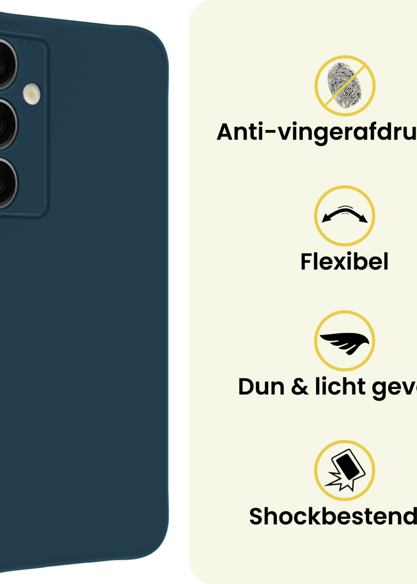 LUQ LUQ Samsung Galaxy S25 Hoesje Siliconen Met 2x Screenprotector - Donkerblauw