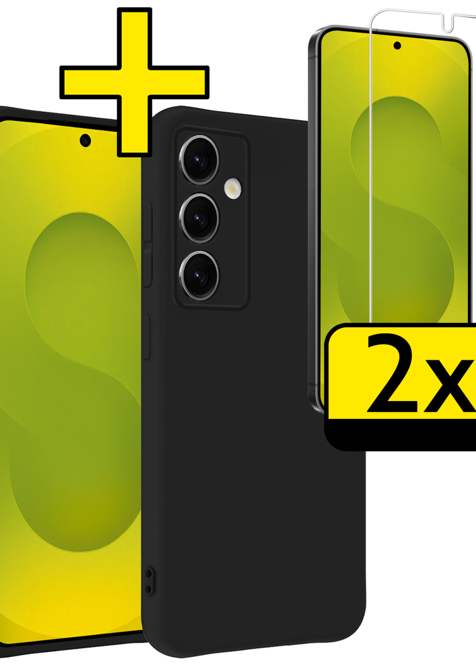 LUQ LUQ Samsung Galaxy S25 Hoesje Siliconen Met 2x Screenprotector - Zwart