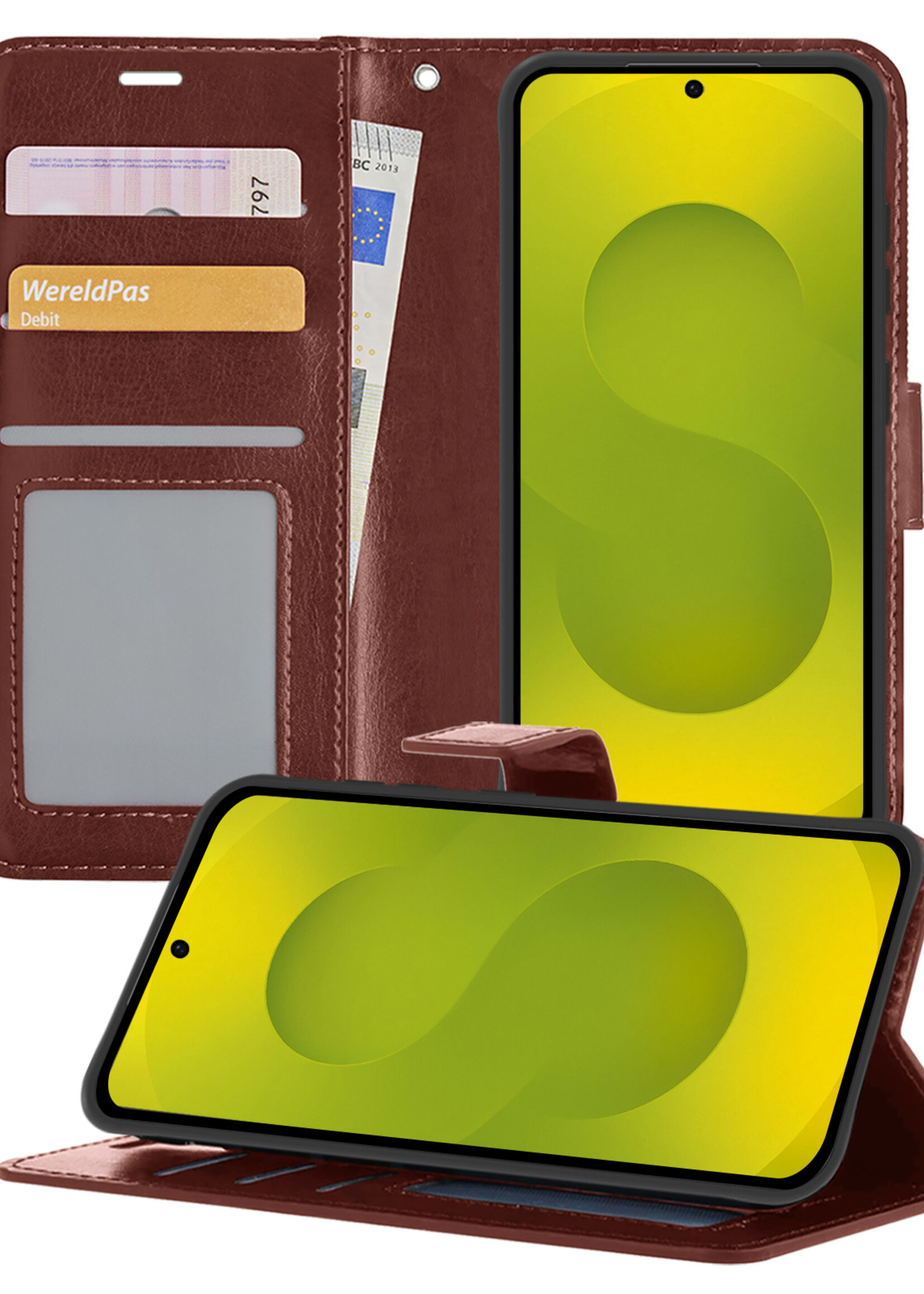 LUQ LUQ Samsung Galaxy S25 Hoesje Bookcase - Bruin