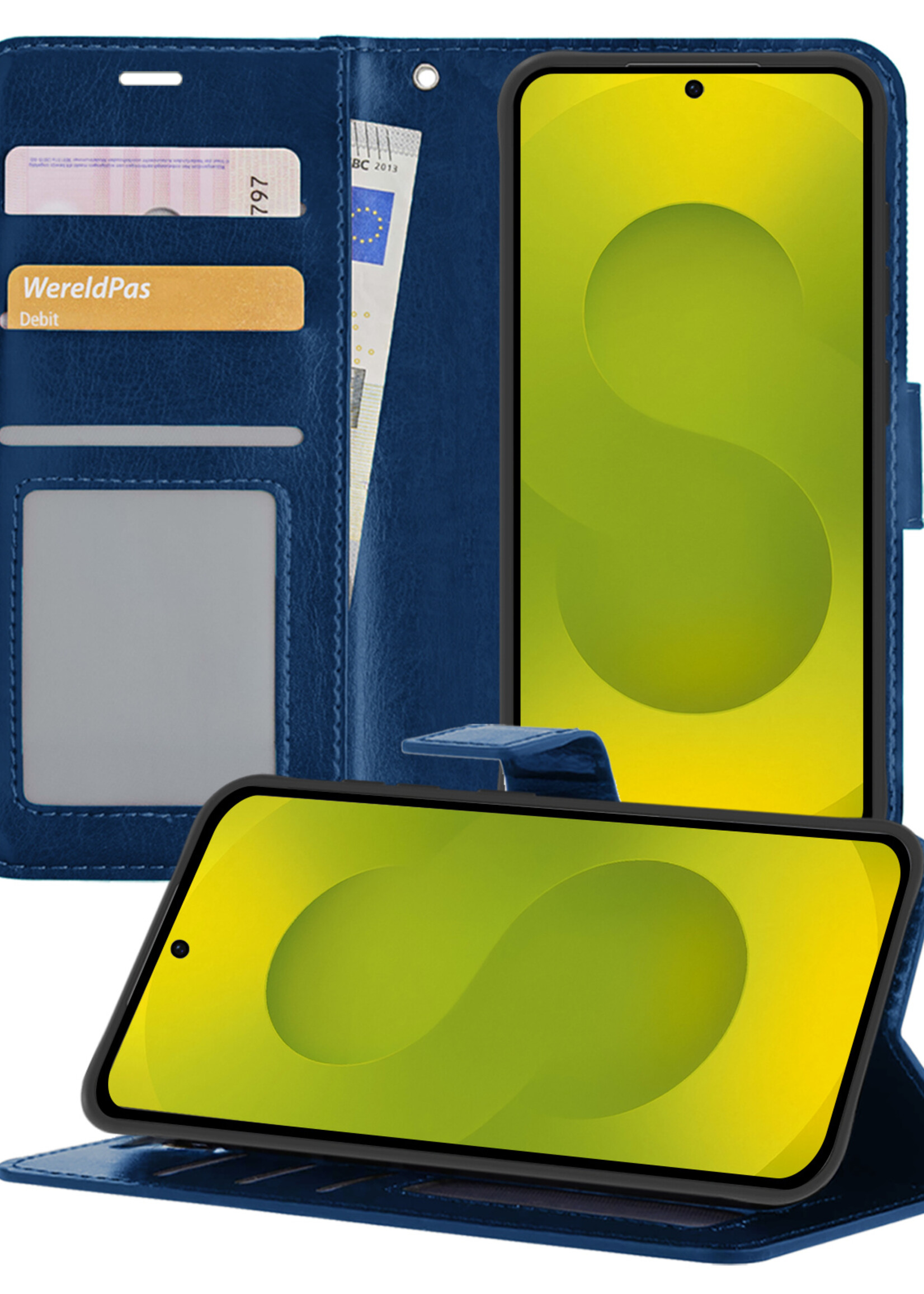 LUQ LUQ Samsung Galaxy S25 Hoesje Bookcase - Donkerblauw