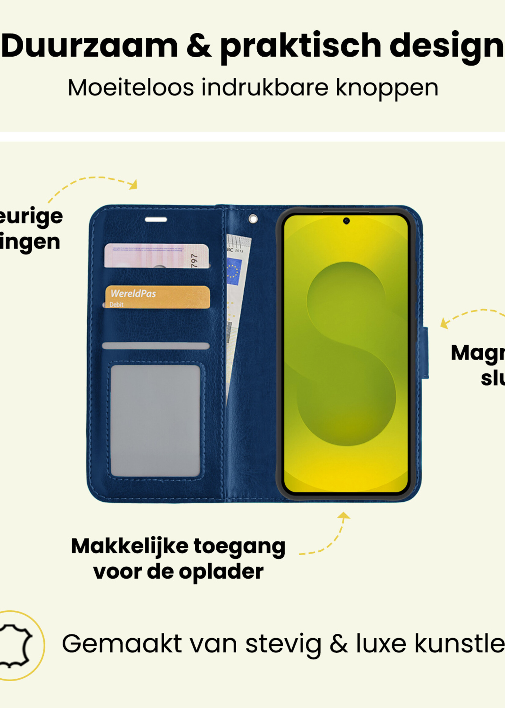 LUQ LUQ Samsung Galaxy S25 Hoesje Bookcase - Donkerblauw