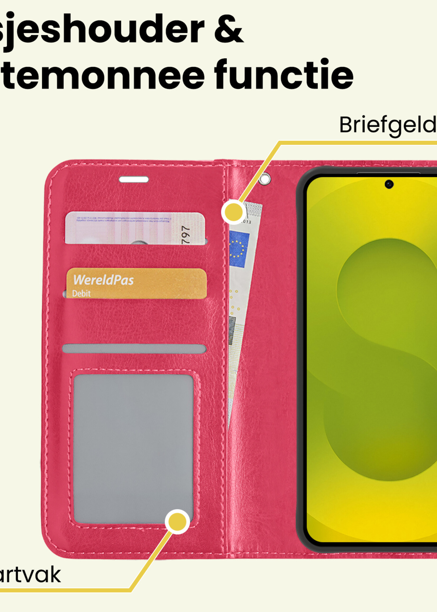 LUQ LUQ Samsung Galaxy S25 Hoesje Bookcase - Donkerroze