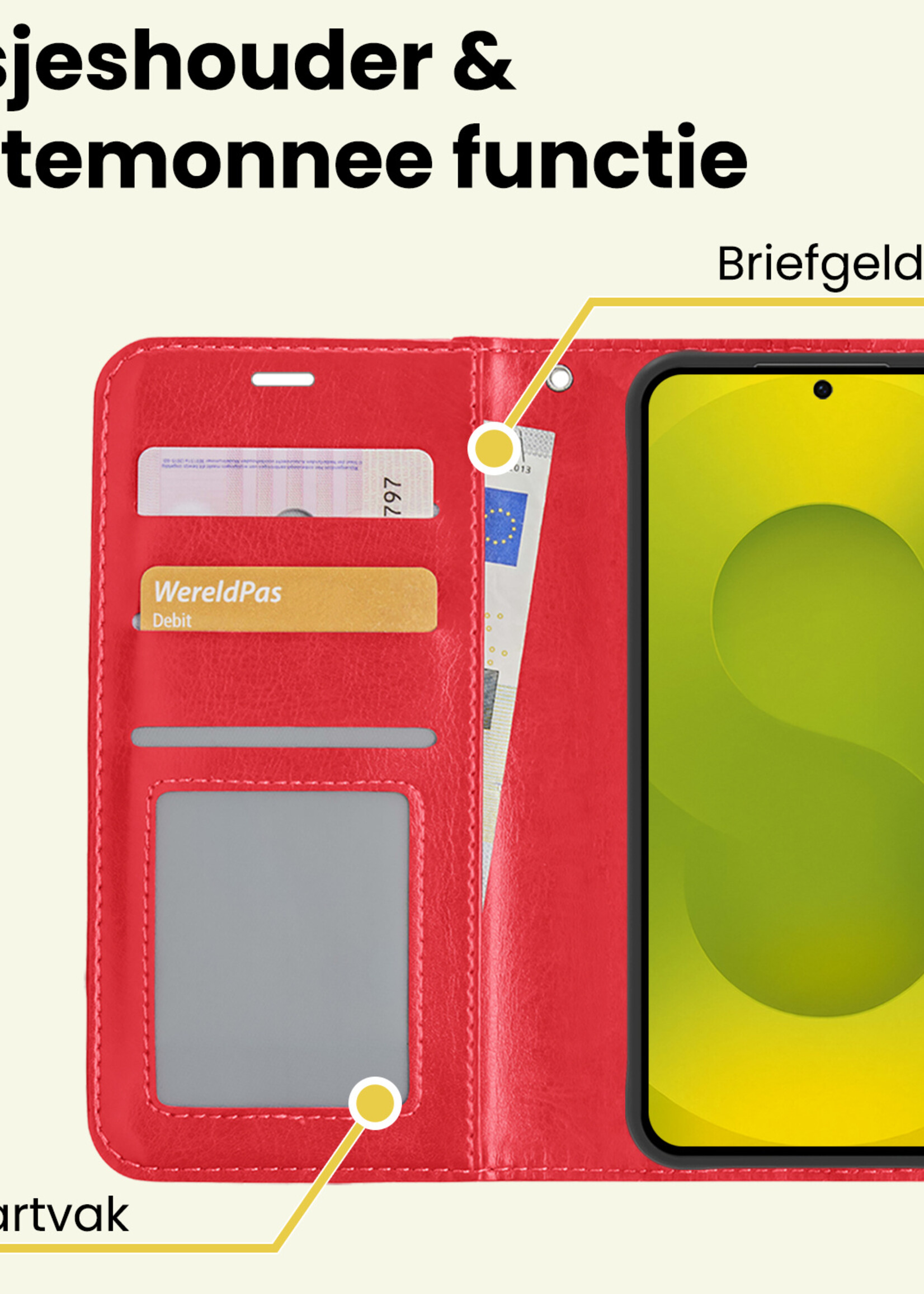 LUQ LUQ Samsung Galaxy S25 Hoesje Bookcase - Rood