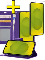 LUQ LUQ Samsung Galaxy S25 Hoesje Bookcase Met Screenprotector - Paars
