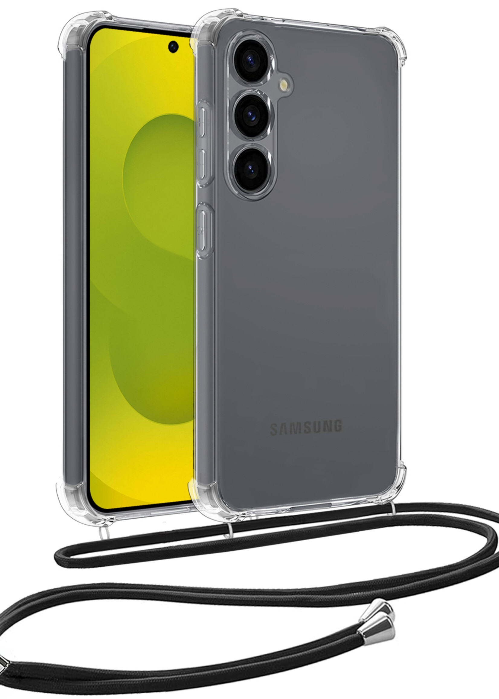 LUQ LUQ Samsung Galaxy S25 Plus Hoesje Transparant Shockproof Met Zwart Koord