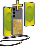 LUQ LUQ Samsung Galaxy S25 Plus Hoesje Pashouder met Koord Met Screenprotector