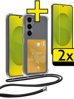 LUQ LUQ Samsung Galaxy S25 Plus Hoesje Pashouder met Koord Met 2x Screenprotector
