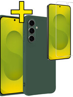 LUQ LUQ Samsung Galaxy S25 Plus Hoesje Siliconen Met Screenprotector - Donkergroen