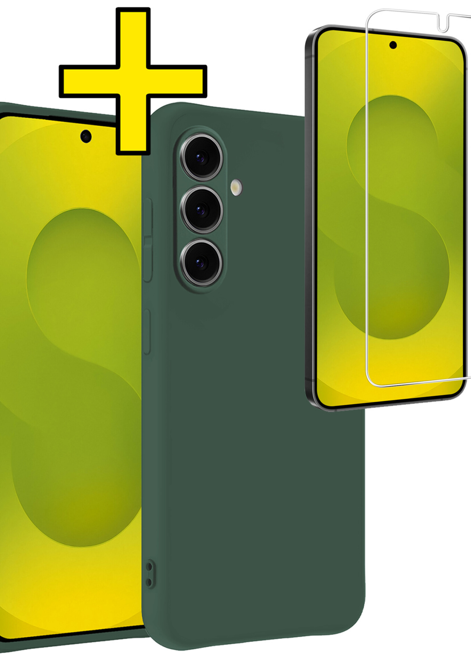 LUQ LUQ Samsung Galaxy S25 Plus Hoesje Siliconen Met Screenprotector - Donkergroen