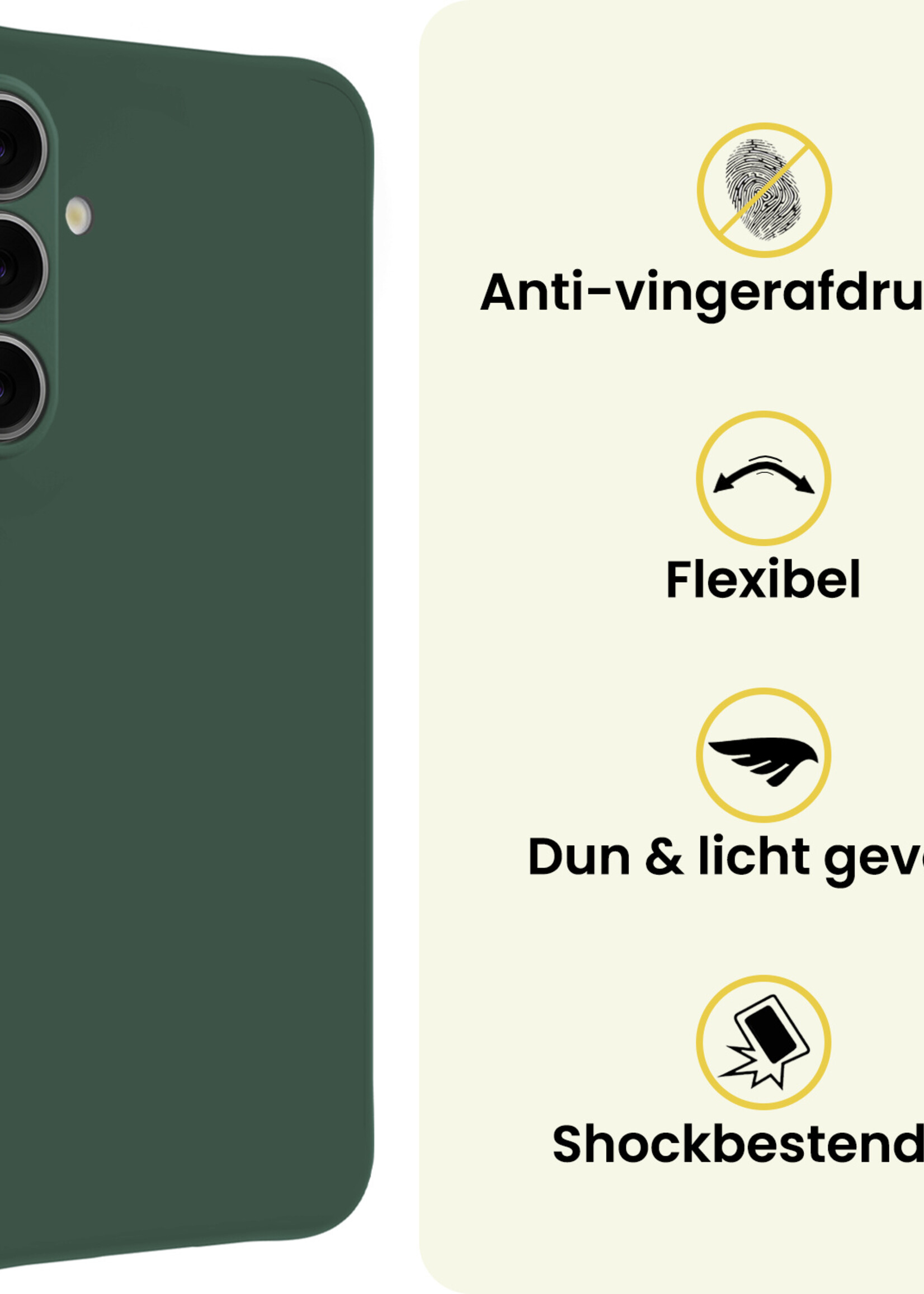 LUQ LUQ Samsung Galaxy S25 Plus Hoesje Siliconen Met Screenprotector - Donkergroen