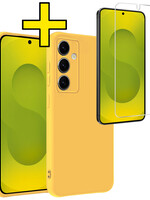 LUQ LUQ Samsung Galaxy S25 Plus Hoesje Siliconen Met Screenprotector - Geel