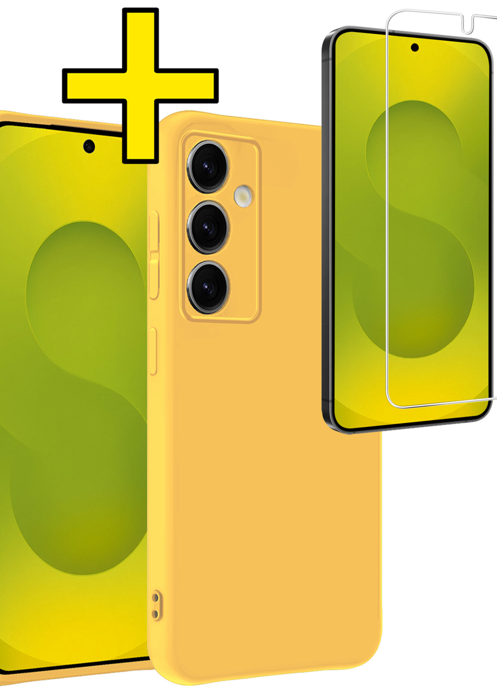 LUQ LUQ Samsung Galaxy S25 Plus Hoesje Siliconen Met Screenprotector - Geel