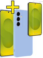 LUQ LUQ Samsung Galaxy S25 Plus Hoesje Siliconen Met Screenprotector - Lichtblauw