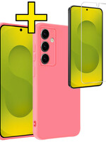 LUQ LUQ Samsung Galaxy S25 Plus Hoesje Siliconen Met Screenprotector - Lichtroze