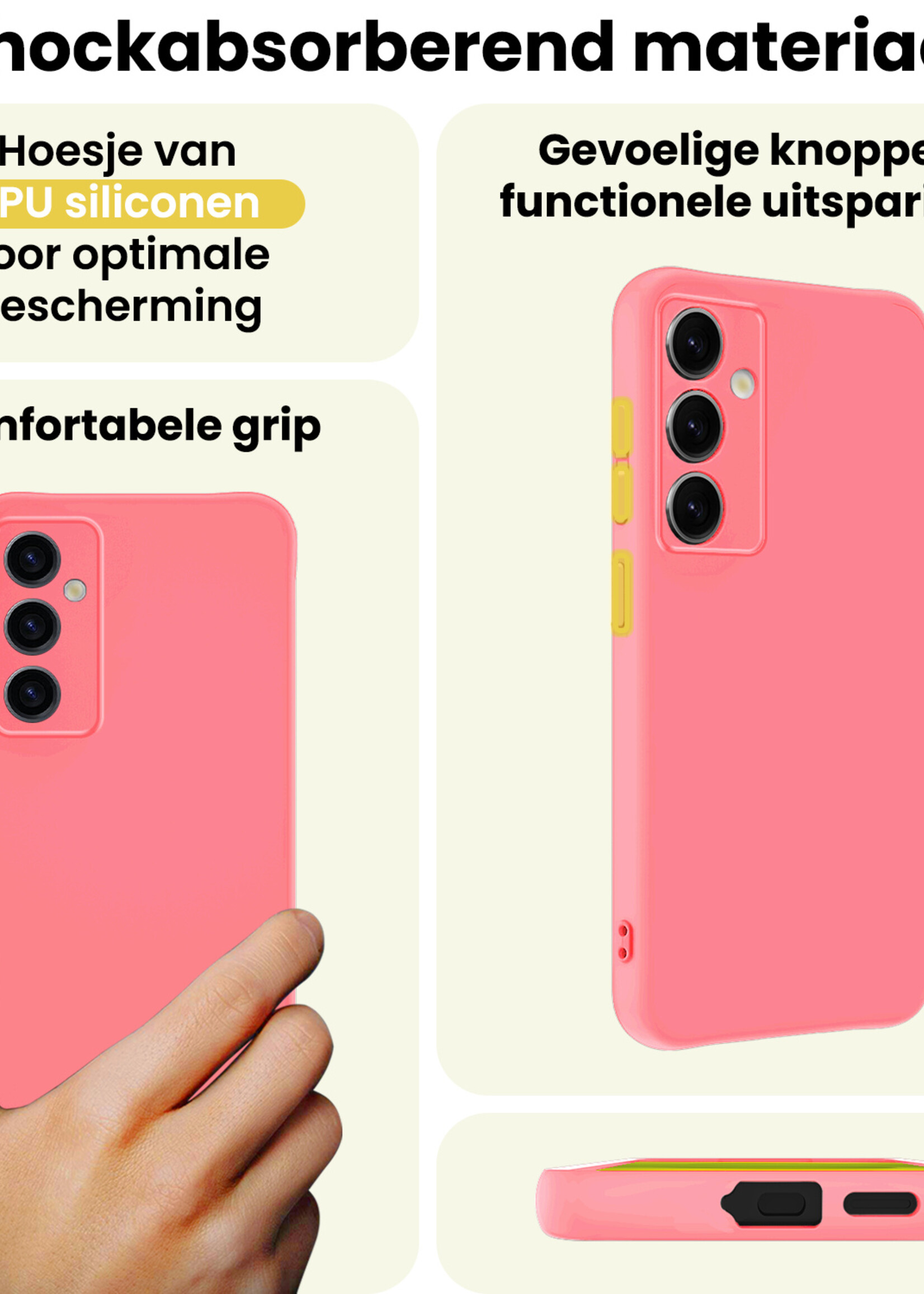 LUQ LUQ Samsung Galaxy S25 Plus Hoesje Siliconen Met Screenprotector - Lichtroze