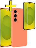 LUQ LUQ Samsung Galaxy S25 Plus Hoesje Siliconen Met Screenprotector - Perzik