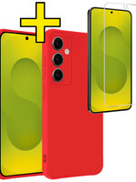 LUQ LUQ Samsung Galaxy S25 Plus Hoesje Siliconen Met Screenprotector - Rood