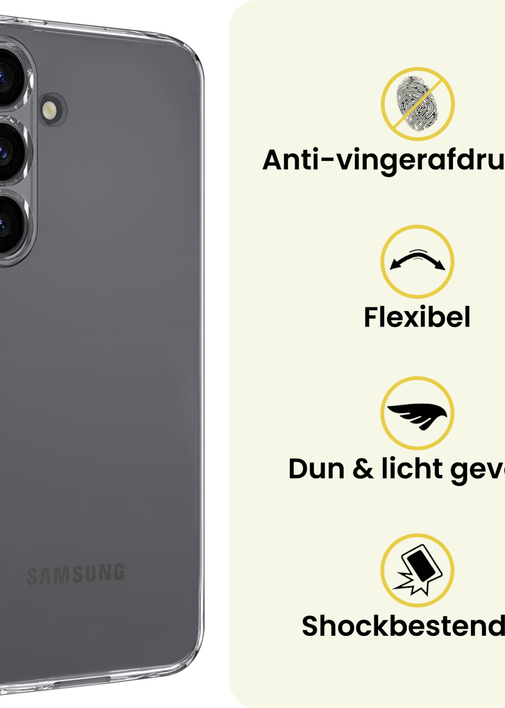 LUQ LUQ Samsung Galaxy S25 Plus Hoesje Siliconen Met Screenprotector - Transparant