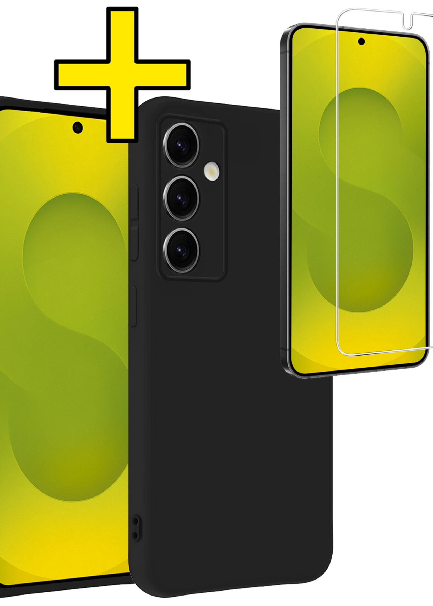 LUQ LUQ Samsung Galaxy S25 Plus Hoesje Siliconen Met Screenprotector - Zwart