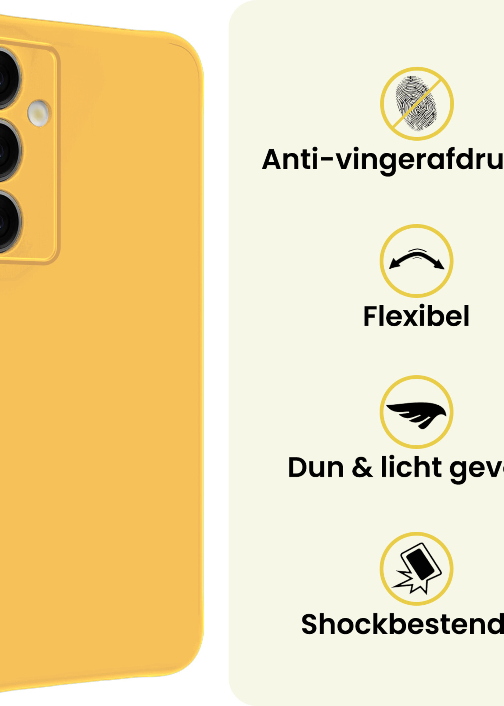 LUQ LUQ Samsung Galaxy S25 Plus Hoesje Siliconen Met 2x Screenprotector - Geel