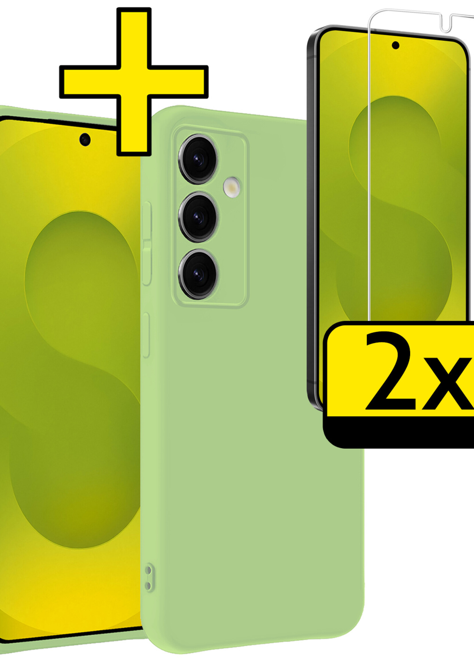 LUQ LUQ Samsung Galaxy S25 Plus Hoesje Siliconen Met 2x Screenprotector - Groen