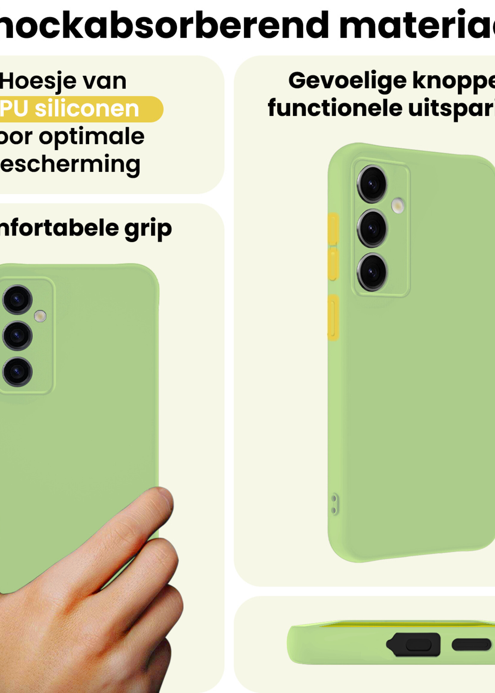 LUQ LUQ Samsung Galaxy S25 Plus Hoesje Siliconen Met 2x Screenprotector - Groen