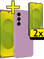LUQ LUQ Samsung Galaxy S25 Plus Hoesje Siliconen Met 2x Screenprotector - Lila