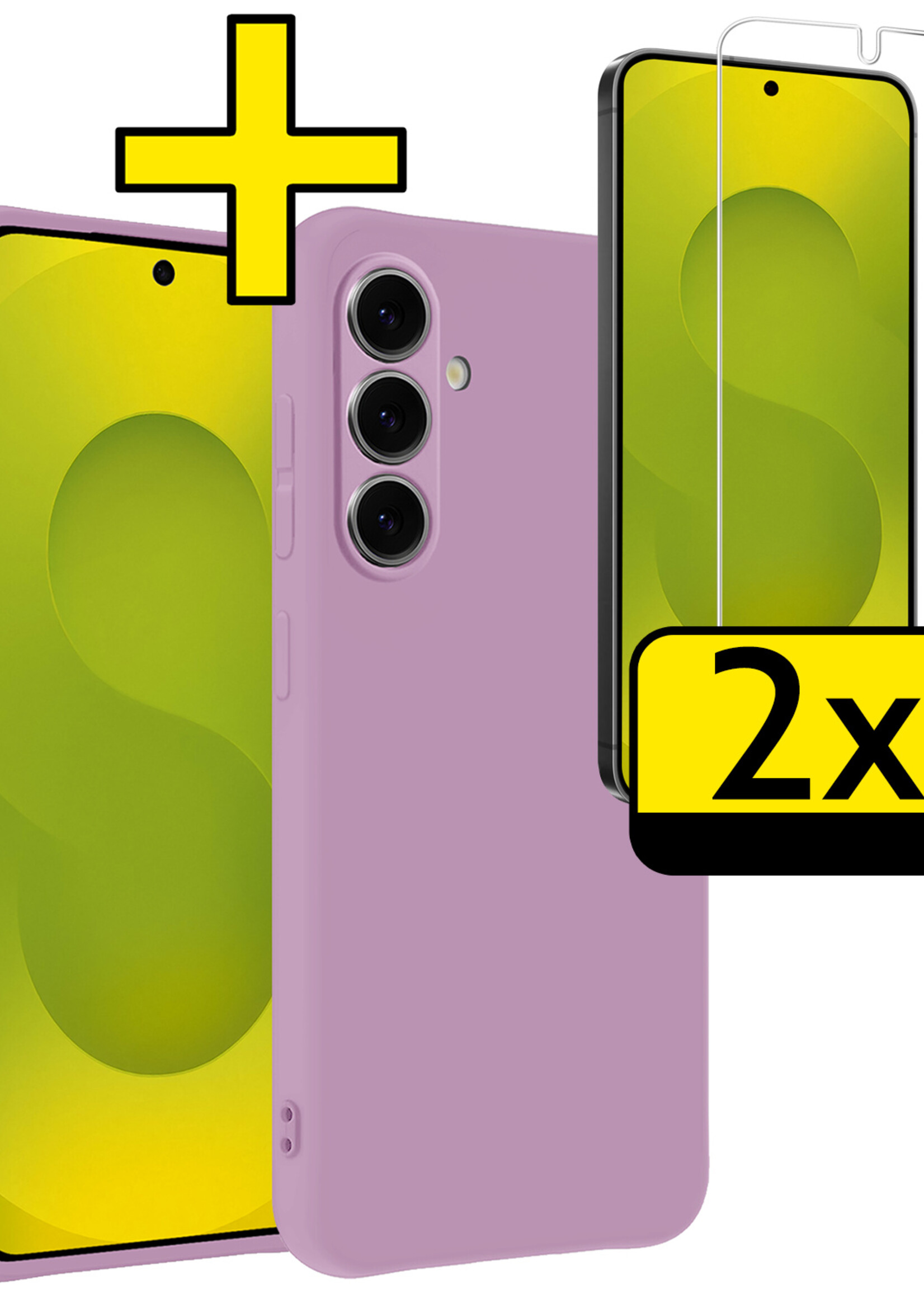 LUQ LUQ Samsung Galaxy S25 Plus Hoesje Siliconen Met 2x Screenprotector - Lila