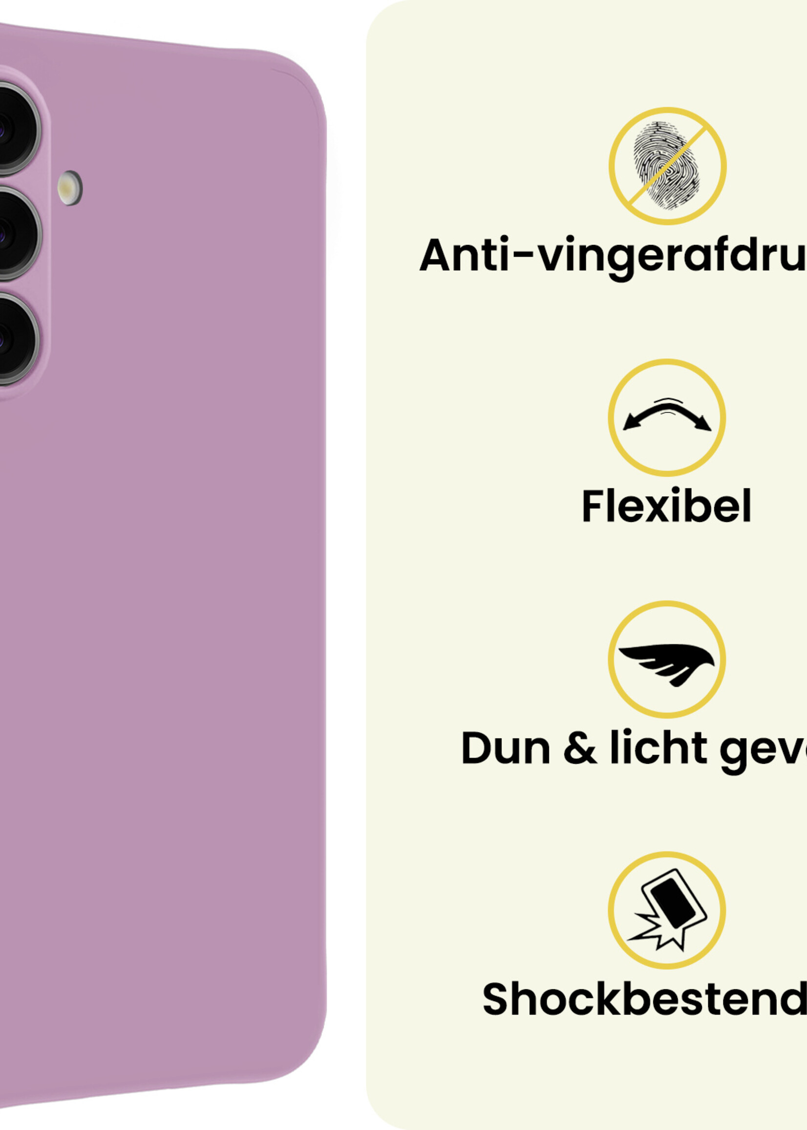 LUQ LUQ Samsung Galaxy S25 Plus Hoesje Siliconen Met 2x Screenprotector - Lila