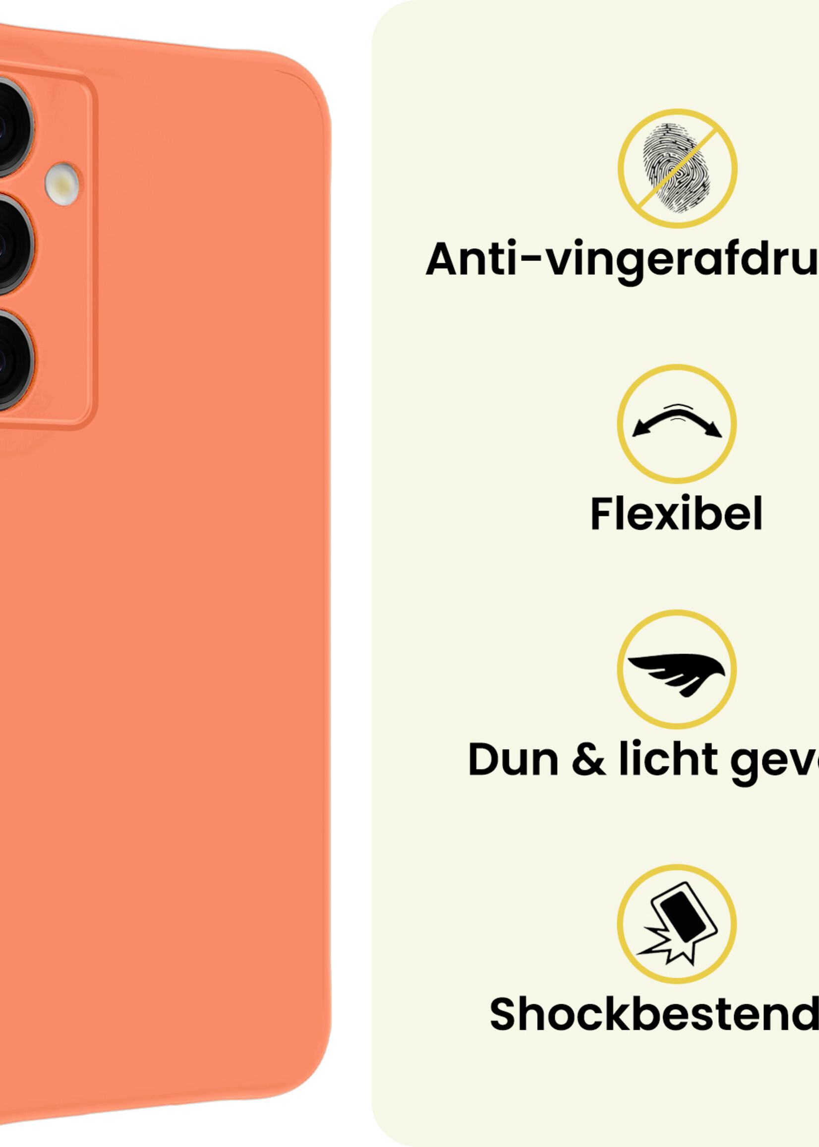 LUQ LUQ Samsung Galaxy S25 Plus Hoesje Siliconen Met 2x Screenprotector - Perzik