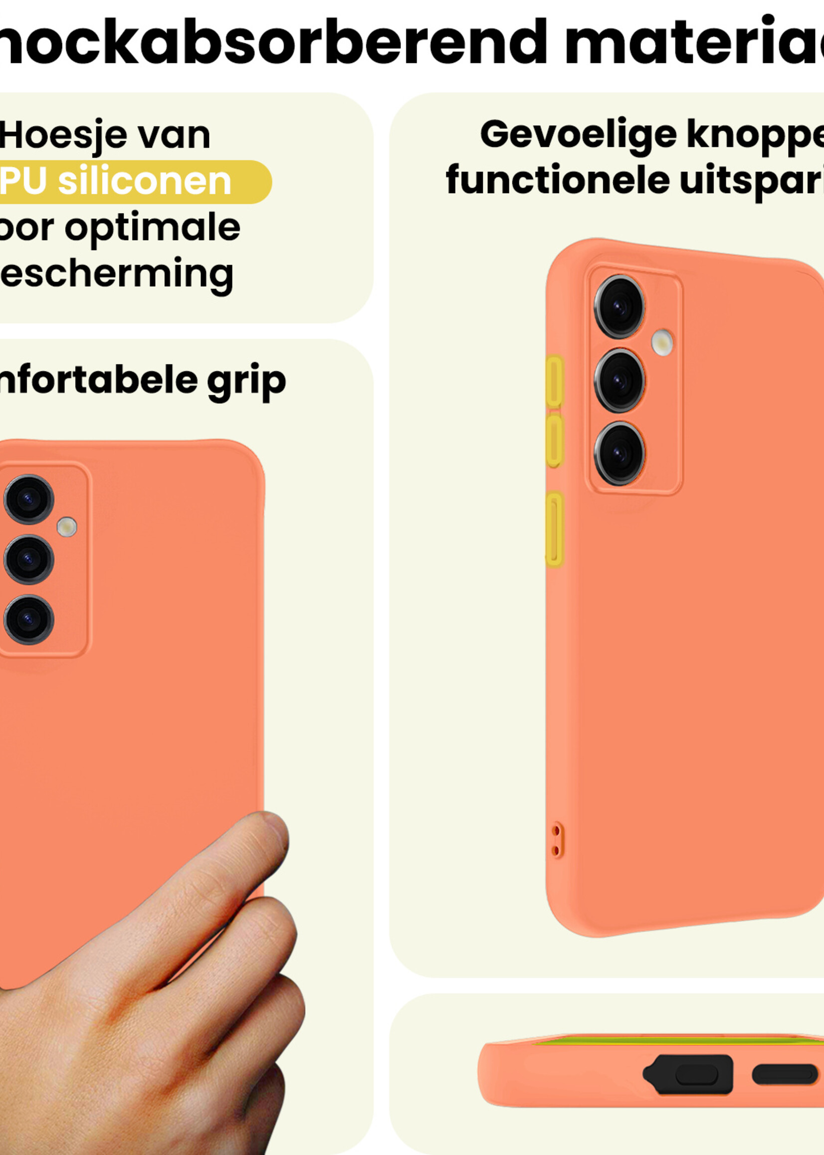 LUQ LUQ Samsung Galaxy S25 Plus Hoesje Siliconen Met 2x Screenprotector - Perzik