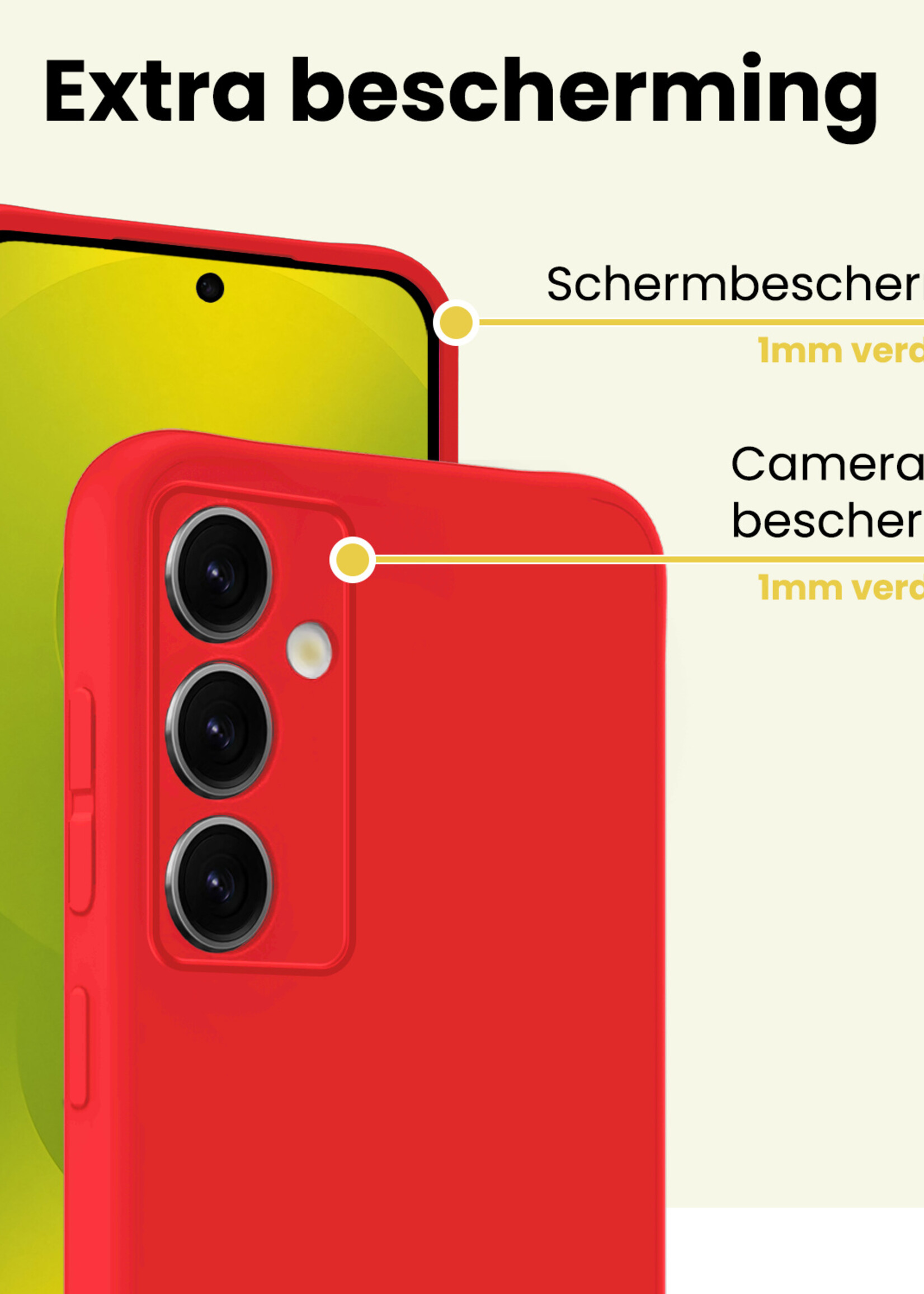 LUQ LUQ Samsung Galaxy S25 Plus Hoesje Siliconen Met 2x Screenprotector - Rood