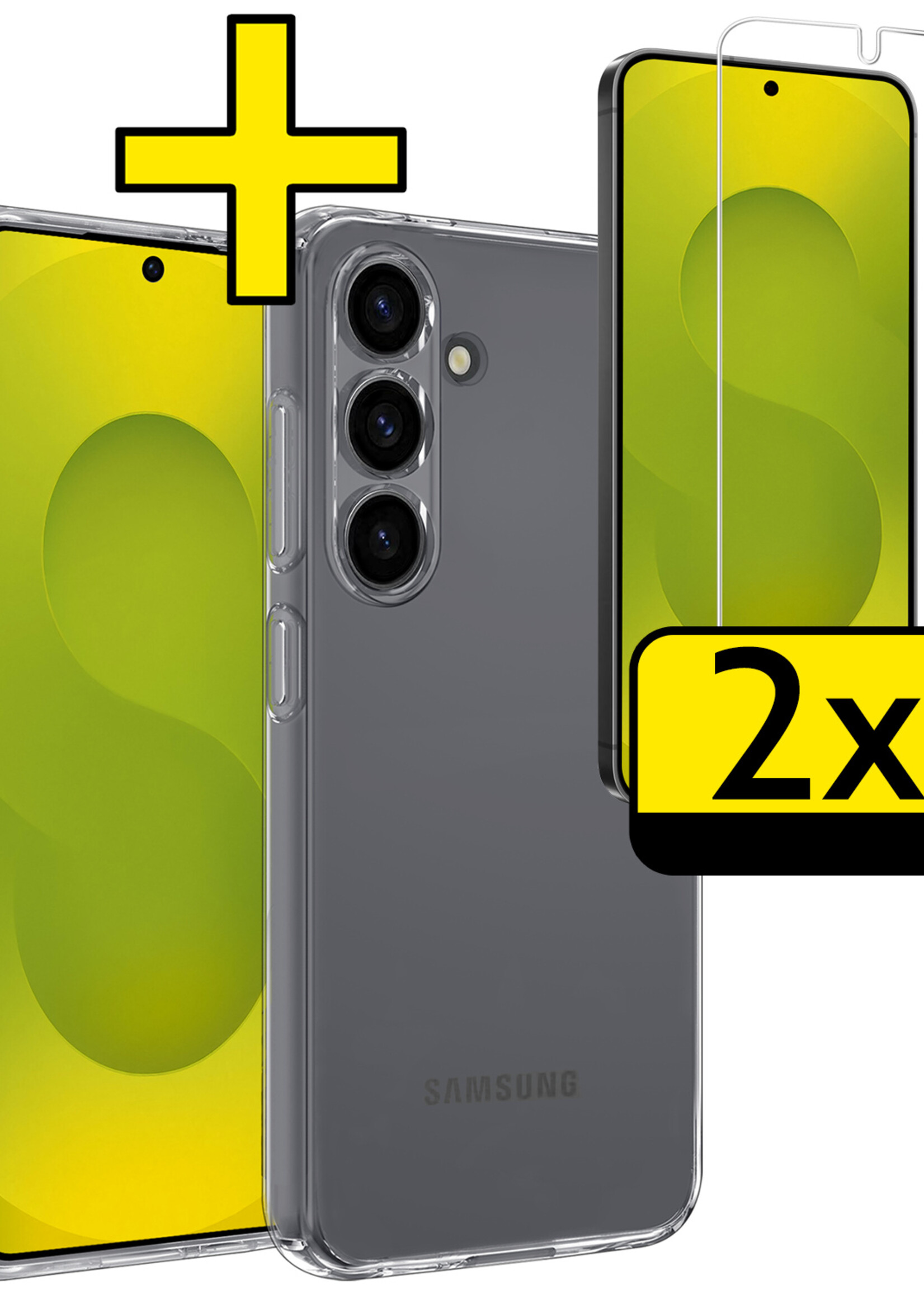 LUQ LUQ Samsung Galaxy S25 Plus Hoesje Siliconen Met 2x Screenprotector - Transparant