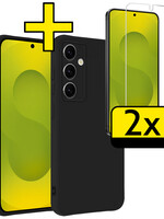 LUQ LUQ Samsung Galaxy S25 Plus Hoesje Siliconen Met 2x Screenprotector - Zwart