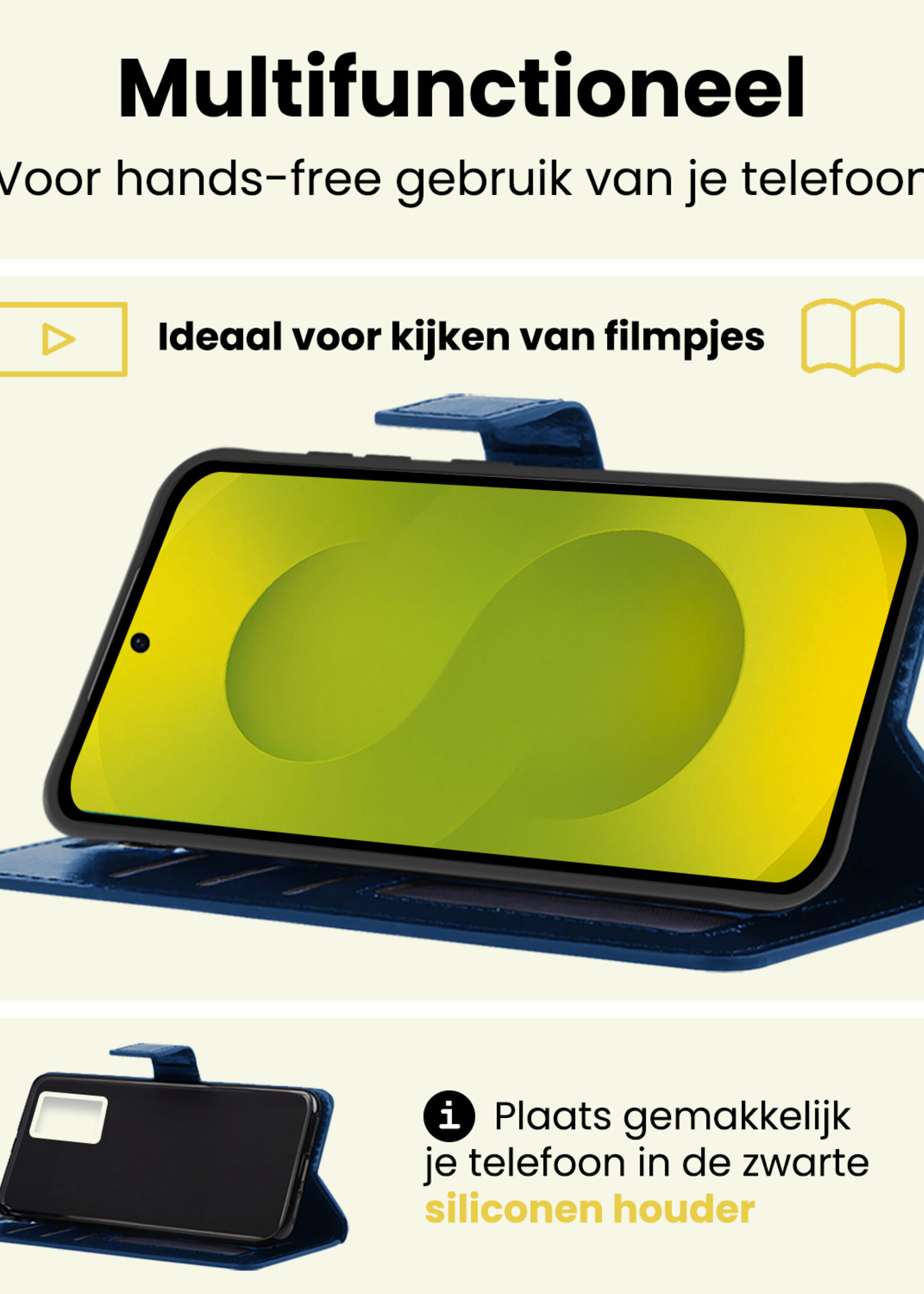 LUQ LUQ Samsung Galaxy S25 Plus Hoesje Bookcase Met Screenprotector - Donkerblauw