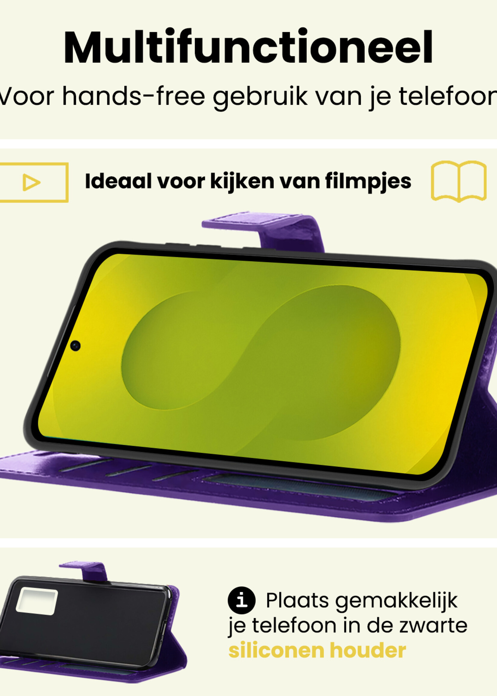 LUQ LUQ Samsung Galaxy S25 Plus Hoesje Bookcase Met Screenprotector - Paars