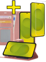 LUQ LUQ Samsung Galaxy S25 Plus Hoesje Bookcase Met Screenprotector - Rose Goud