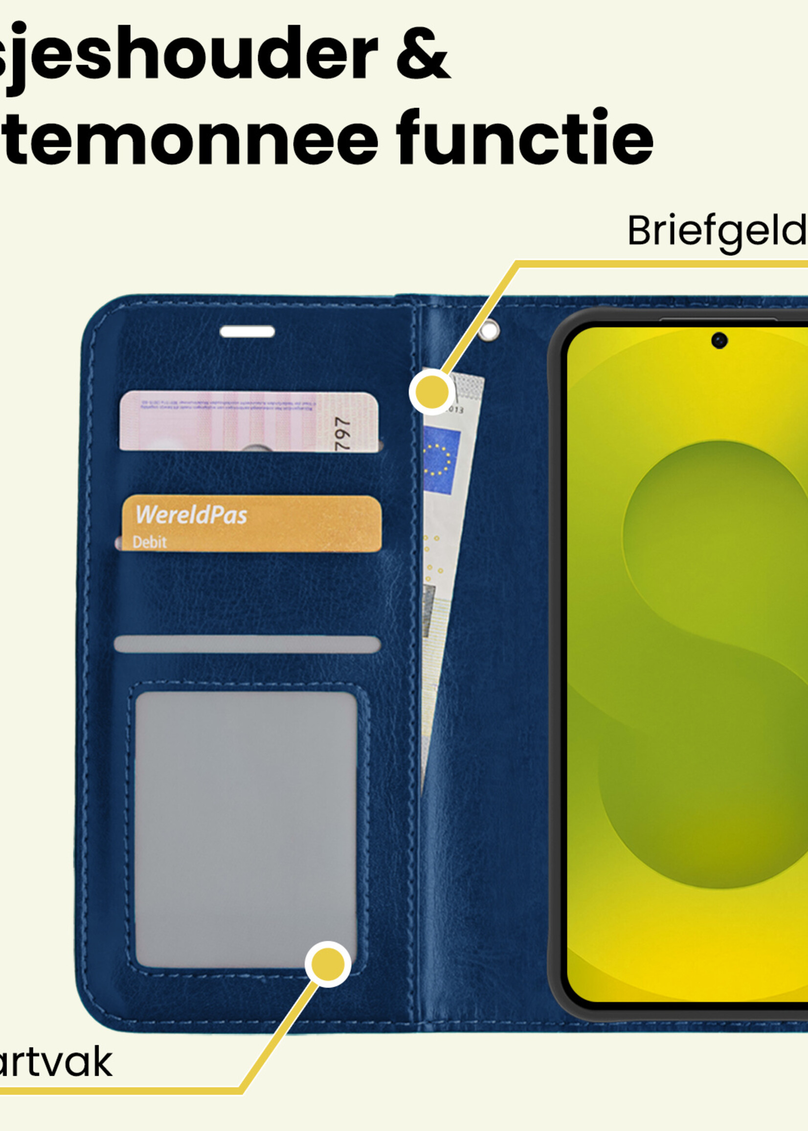 LUQ LUQ Samsung Galaxy S25 Plus Hoesje Bookcase Met 2x Screenprotector - Donkerblauw